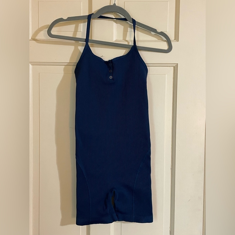 MADEWELL Seamless Halter Biker Unitard in Navy Size S/M Style #NL317